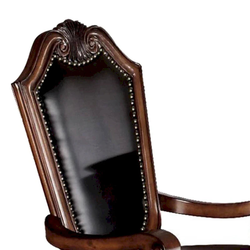 Set of 2 Chateau De Ville Black PU Armchairs with Cherry Accents 4
