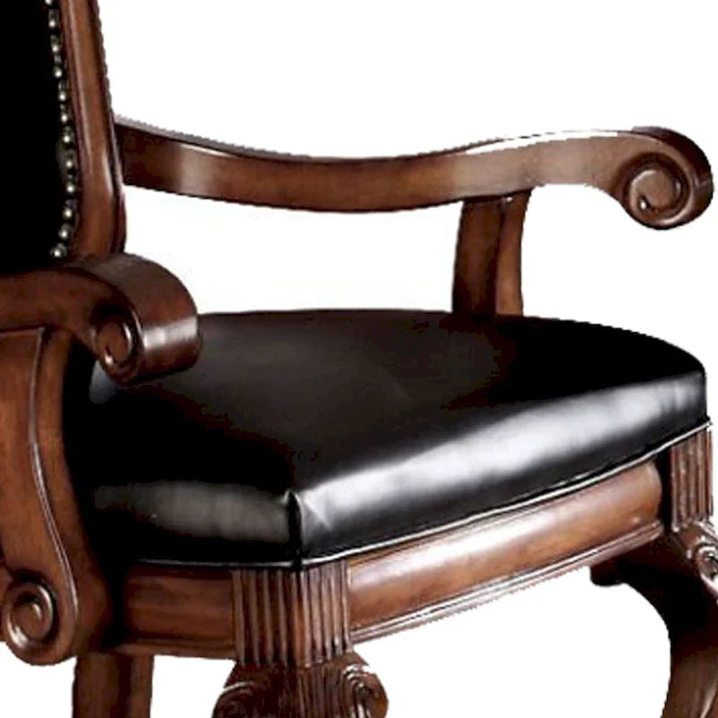 Set of 2 Chateau De Ville Black PU Armchairs with Cherry Accents 5