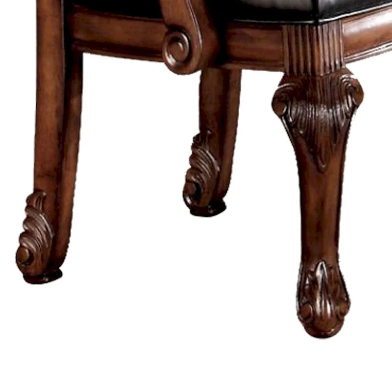 Set of 2 Chateau De Ville Black PU Armchairs with Cherry Accents 6