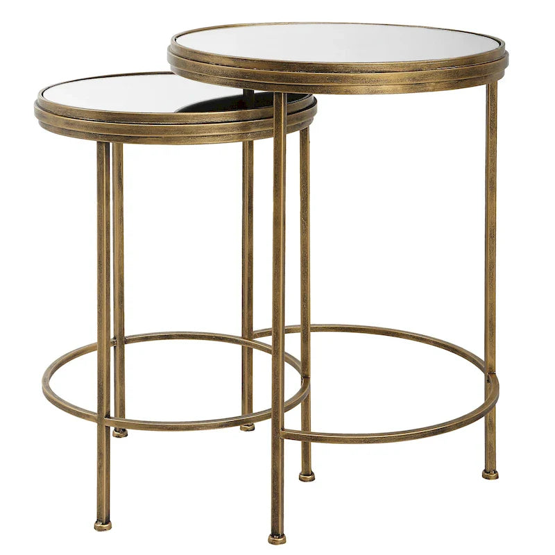 David Frisch Set of 2 Iron and Glass Nesting Tables by Porch & Den 7