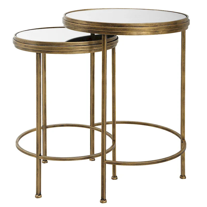 David Frisch Set of 2 Iron and Glass Nesting Tables by Porch & Den 2