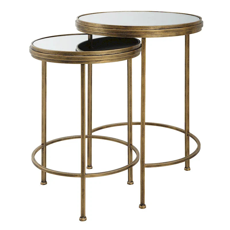 David Frisch Set of 2 Iron and Glass Nesting Tables by Porch & Den 3