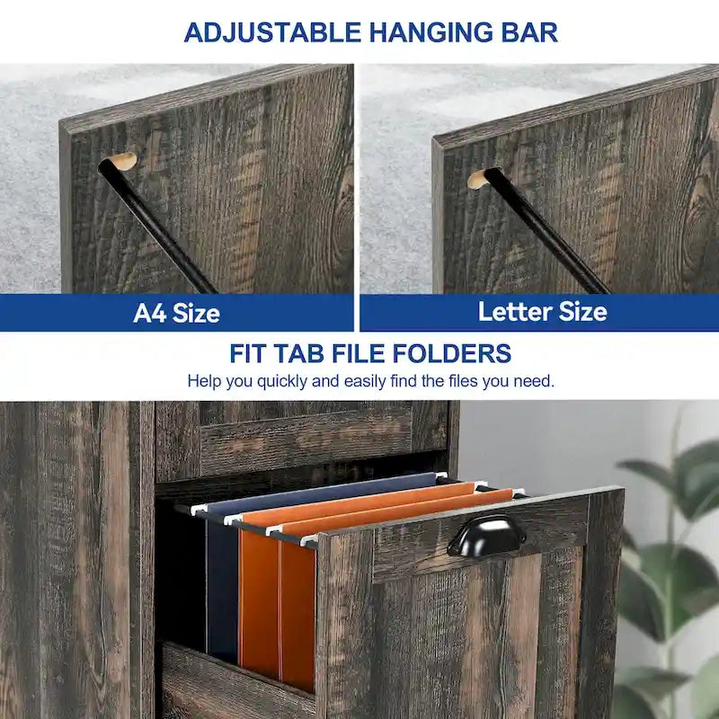 Moasis Rustic Wood Vertical File Cabinet with 4 Drawers and Locking Storage 3