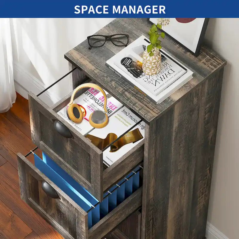 Moasis Rustic Wood Vertical File Cabinet with 4 Drawers and Locking Storage 5
