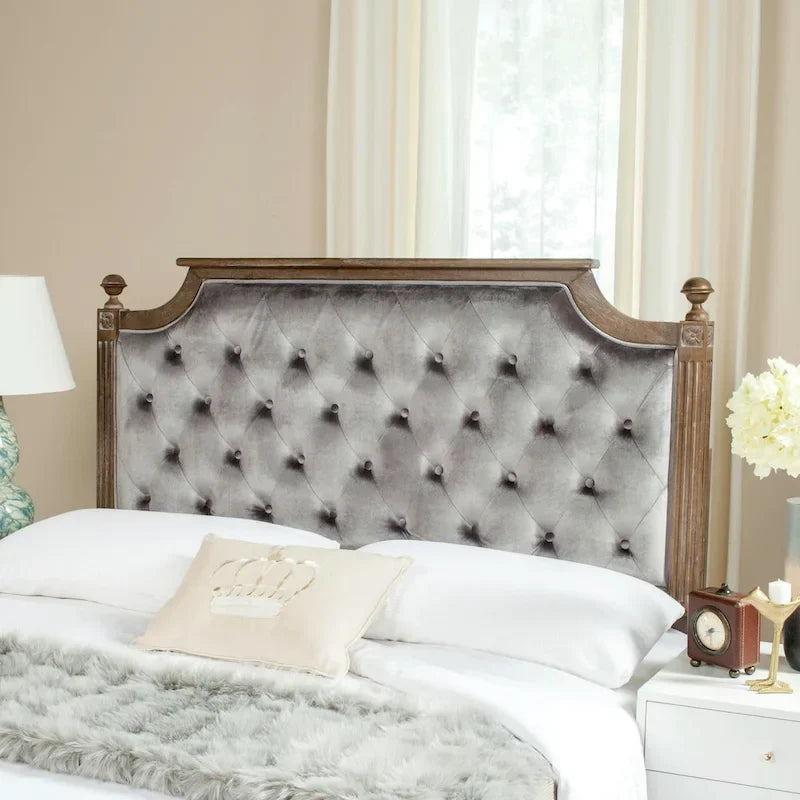 SAFAVIEH Desiderata Rustic Wood Upholstered Headboard 6