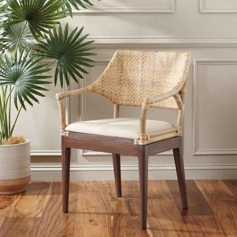 SAFAVIEH Saveta Honey Armchair - Dimensions: 23" W x 22.5" D x 34" H