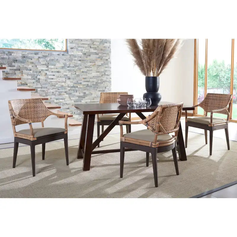 SAFAVIEH Saveta Honey Armchair - Dimensions: 23" W x 22.5" D x 34" H 3