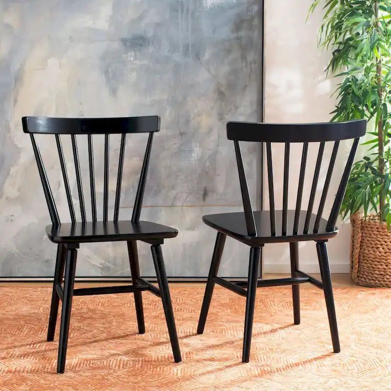 SAFAVIEH Signa Spindle Farmhouse Dining Chair Set (2 Chairs) - Dimensions: 20" W x 20" D x 33" H 1