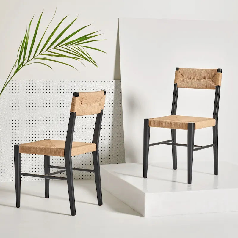 SAFAVIEH Couture Shazia Rattan Dining Chair Set (2 Pieces) - Dimensions: 16.3" W x 21.3" L x 34" H 24