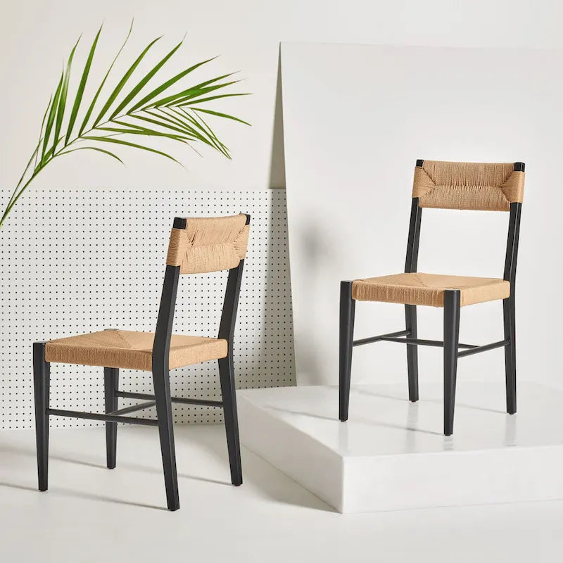 SAFAVIEH Couture Shazia Rattan Dining Chair Set (2 Pieces) - Dimensions: 16.3" W x 21.3" L x 34" H 1