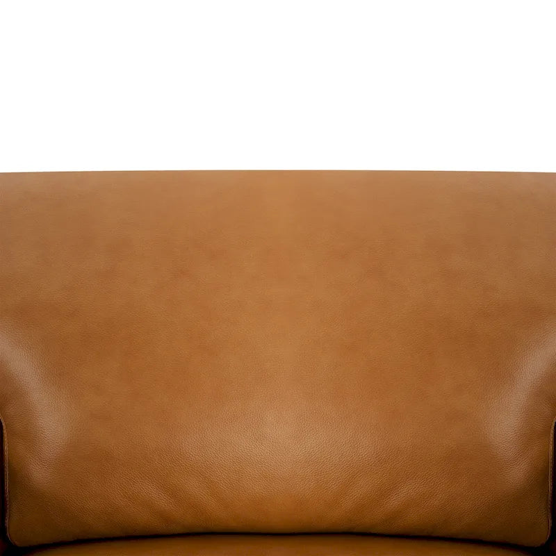 Luxurious Genuine Leather Accent Chair with Goose Feather Cushion, Square Arm Design, and Sturdy Block Legs 5