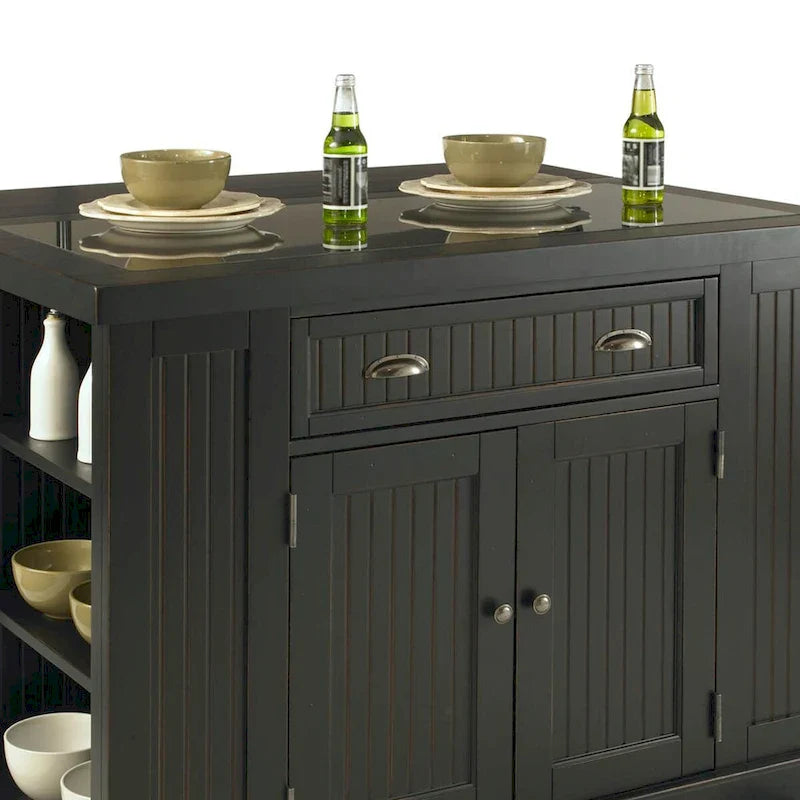 Kitchen Island with Granite Top Drop Leaf and Storage Shelves 5