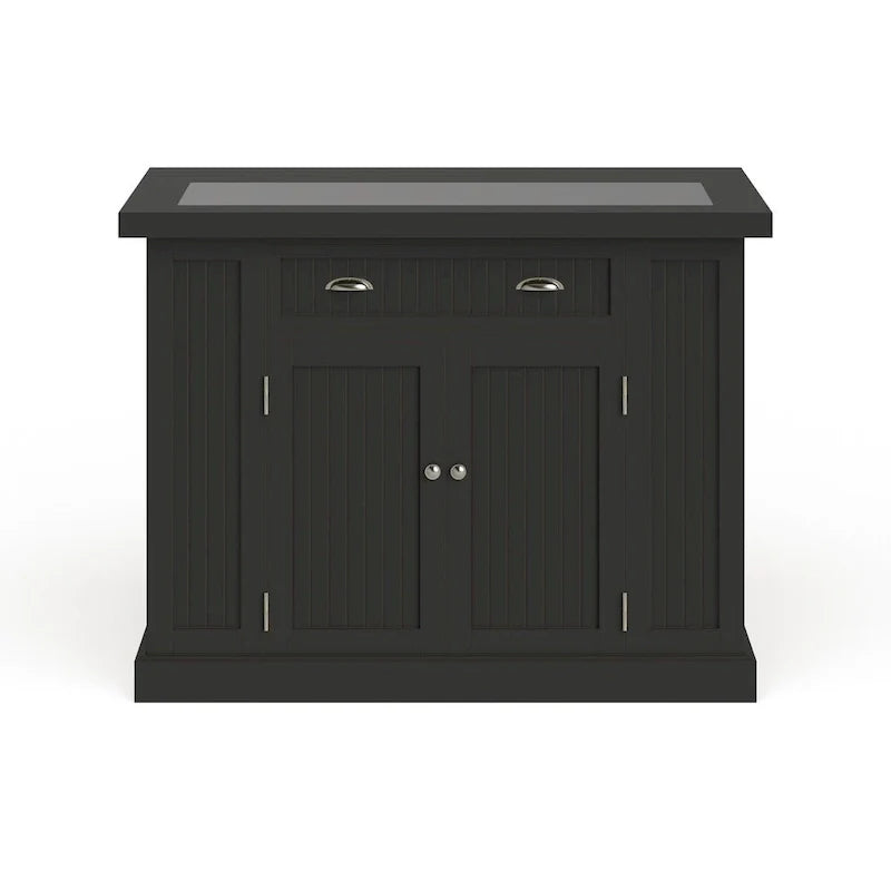 Nantucket Black Wood Kitchen Island with Granite Inlay 10