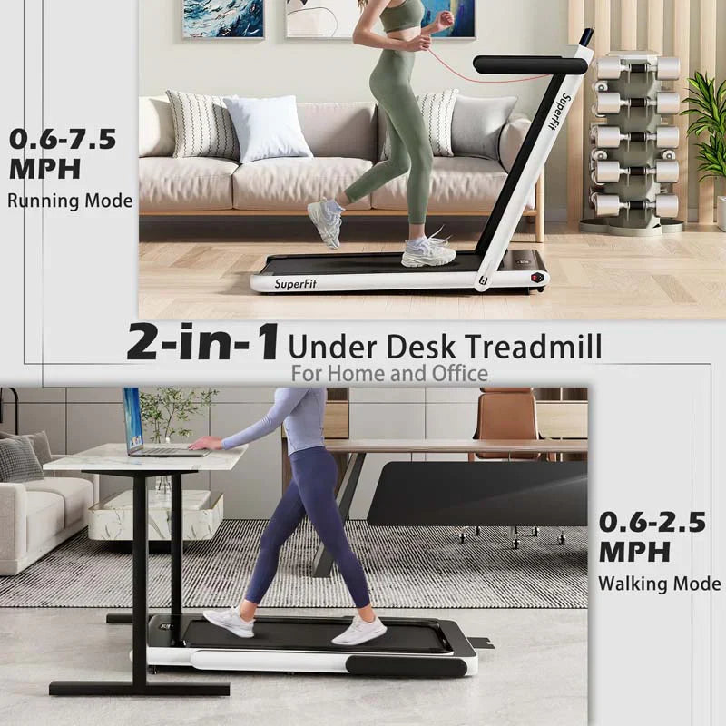 2.5HP 2-in-1 Folding Under Desk Treadmill with Speaker APP Remote Control, Portable Walking Jogging Machine for Home Gym Office 24