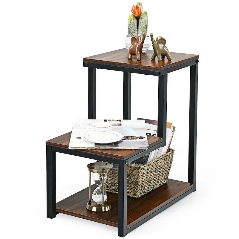 Costway 3-Tier Side Table with Storage Shelf - Versatile Nightstand 12