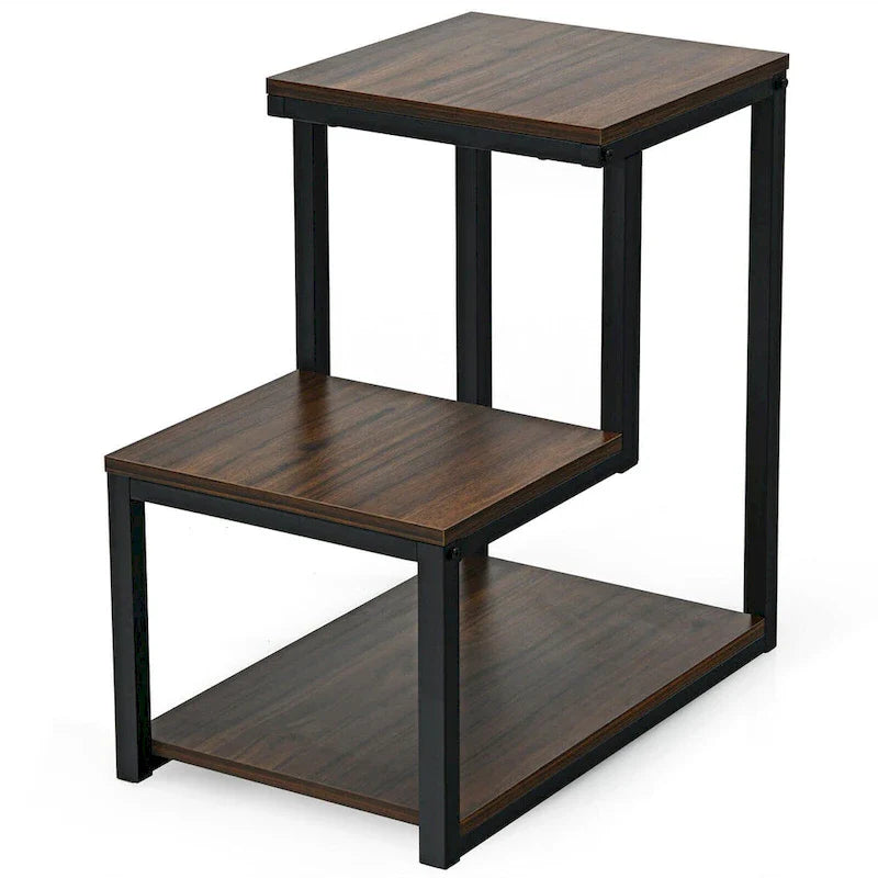 Costway 3-Tier Side Table with Storage Shelf - Versatile Nightstand 9