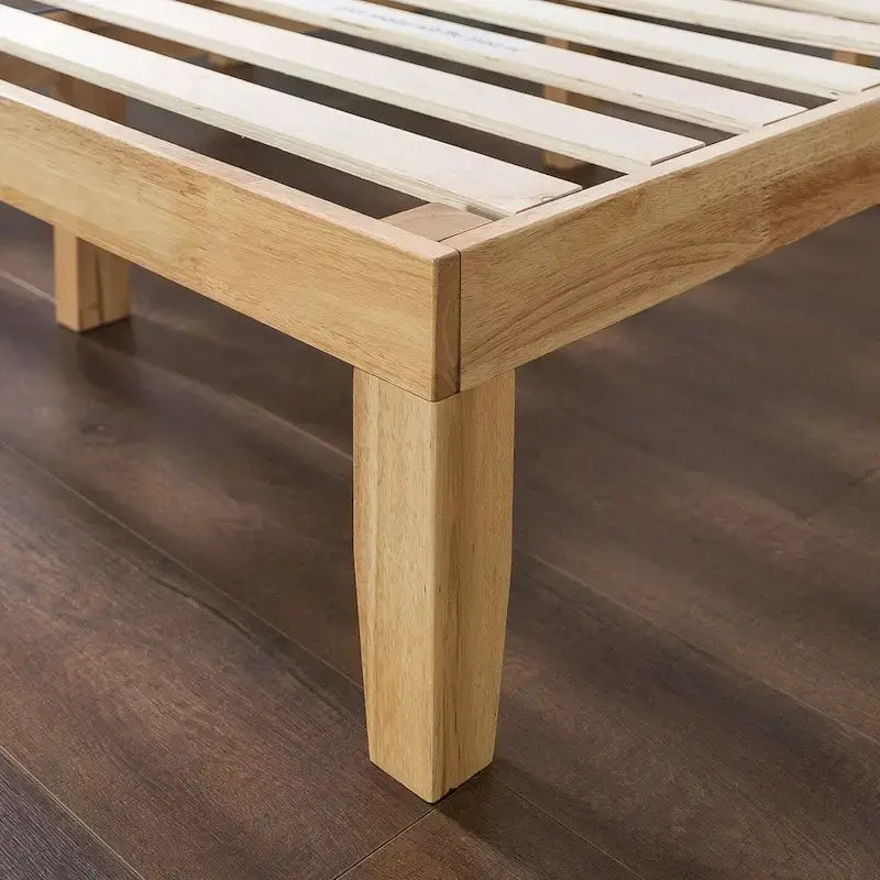 Natural Finish Solid Wood Full-Size Platform Bed Frame 2