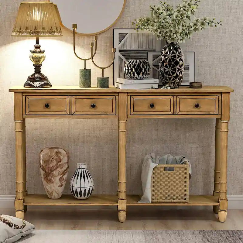 Farmhouse Style Entryway Console Table with Dual Storage Drawers 1