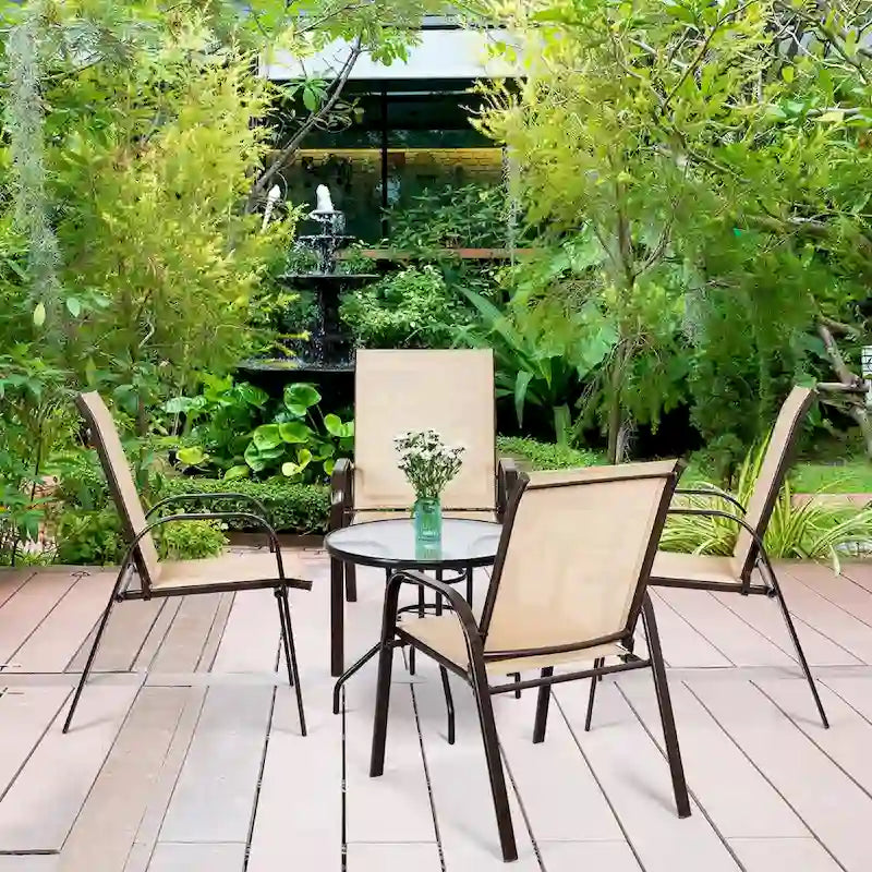 Costway Set of 4 Patio Chairs with Armrests for Garden and Deck - View Details 3