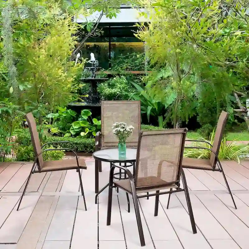 Costway Set of 4 Patio Chairs with Armrests for Garden and Deck - View Details 6
