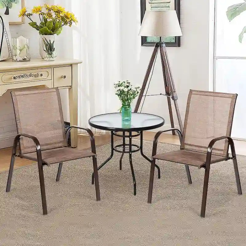 Costway Set of 4 Patio Chairs with Armrests for Garden and Deck - View Details 7