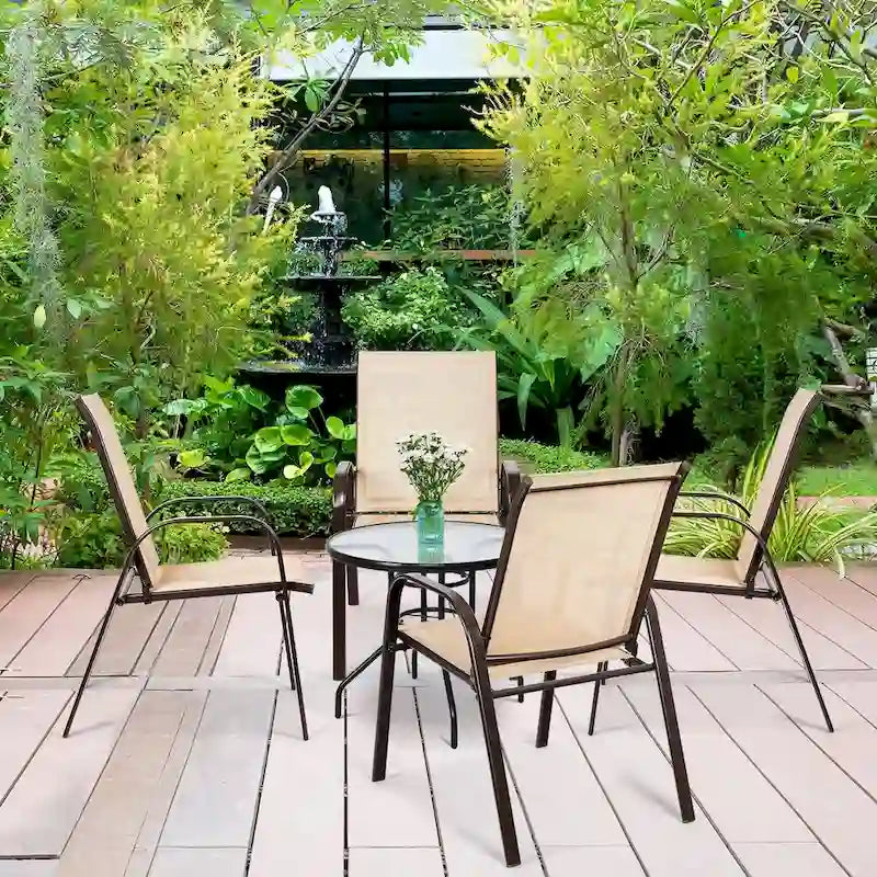 Costway Set of 4 Patio Chairs with Armrests for Garden and Deck - View Details 18
