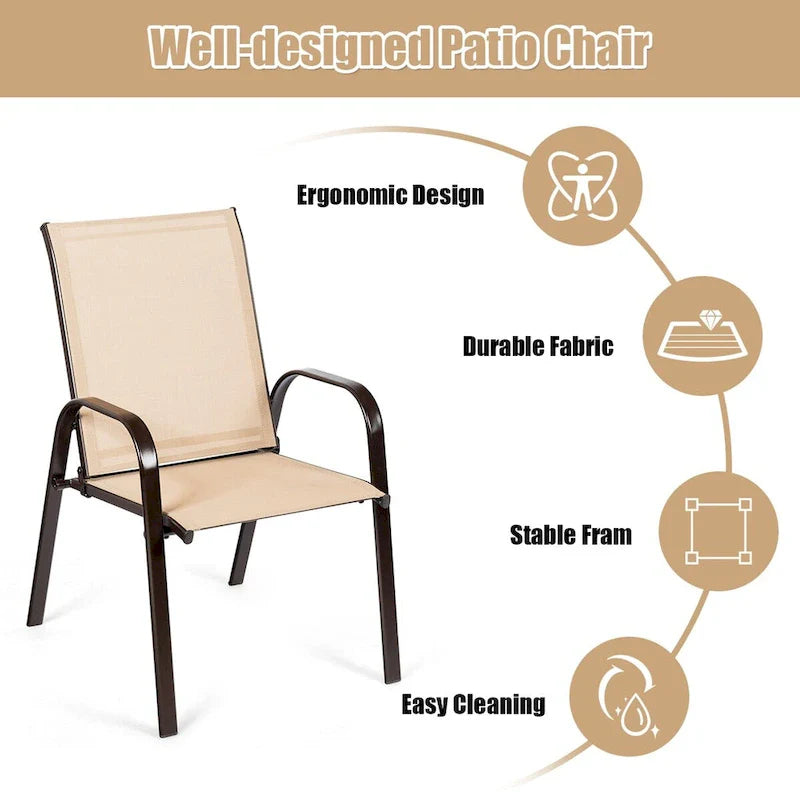 Costway Set of 4 Patio Chairs with Armrests for Garden and Deck - View Details 21