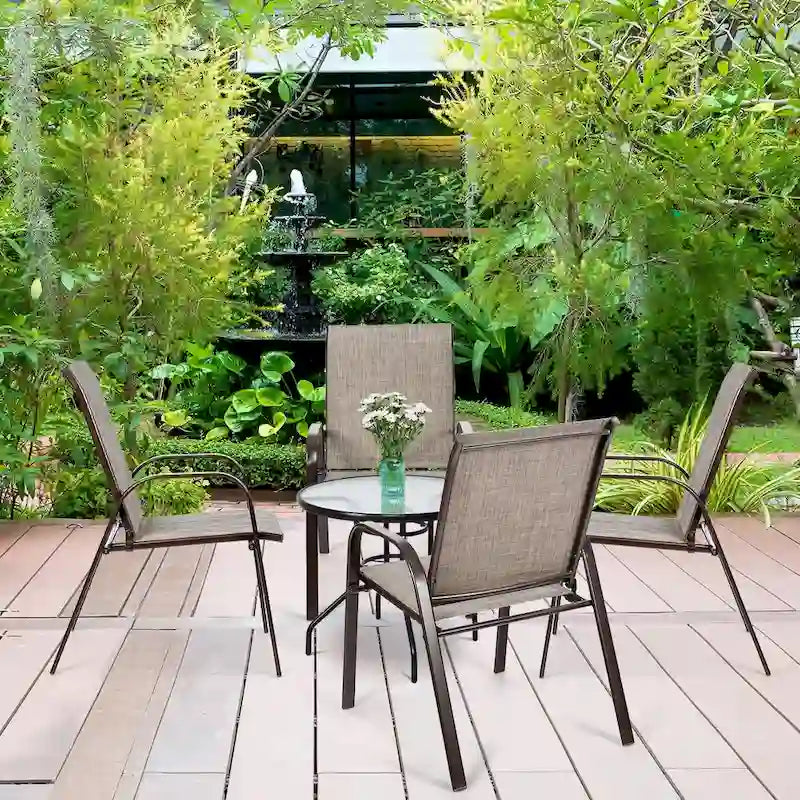 Costway Set of 4 Patio Chairs with Armrests for Garden and Deck - View Details 29