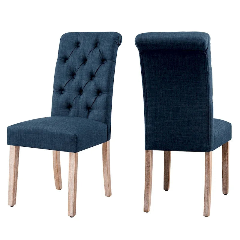 CHUN YI Modern Linen Parsons Dining Chairs - Set of 2 with Button Detail 18