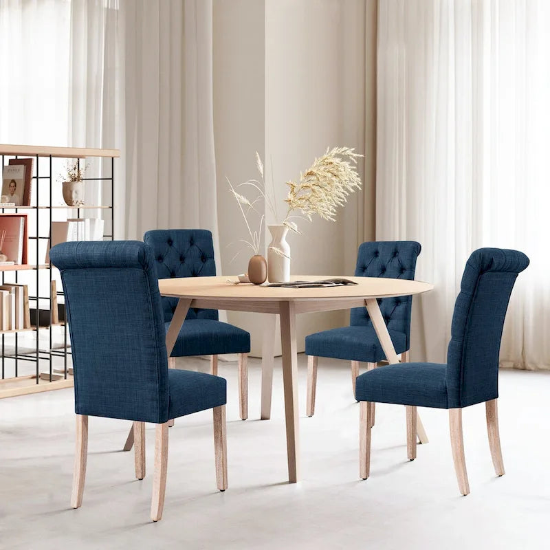 CHUN YI Modern Linen Parsons Dining Chairs - Set of 2 with Button Detail 1