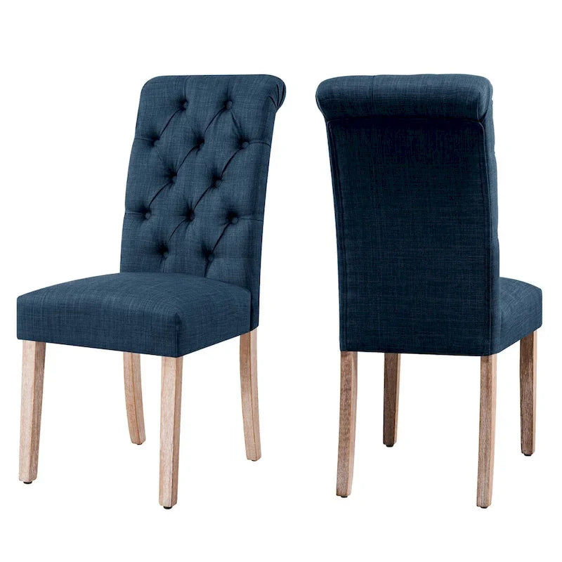 CHUN YI Modern Linen Parsons Dining Chairs - Set of 2 with Button Detail 2