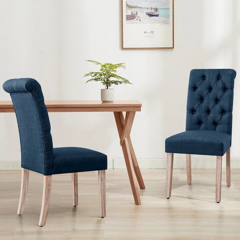 CHUN YI Modern Linen Parsons Dining Chairs - Set of 2 with Button Detail 6