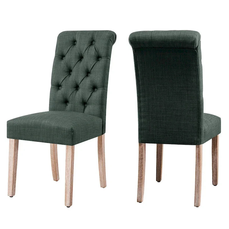 CHUN YI Modern Linen Parsons Dining Chairs - Set of 2 with Button Detail 7