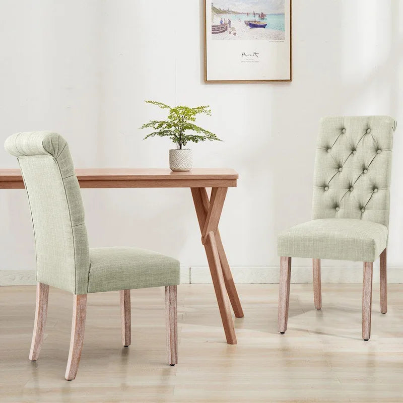 CHUN YI Modern Linen Parsons Dining Chairs - Set of 2 with Button Detail 13