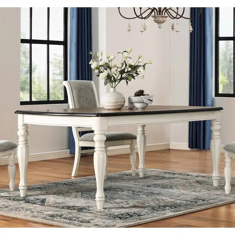 Roundhill Furniture Belleza French Country Dining Table in Antique White and Weathered Oak 1