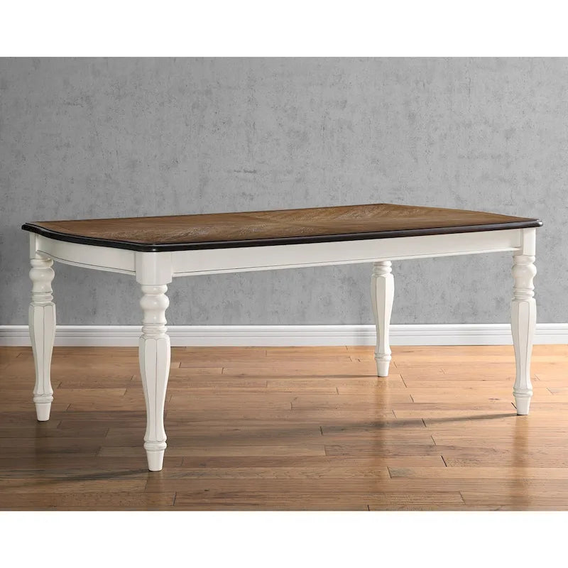Roundhill Furniture Belleza French Country Dining Table in Antique White and Weathered Oak 3