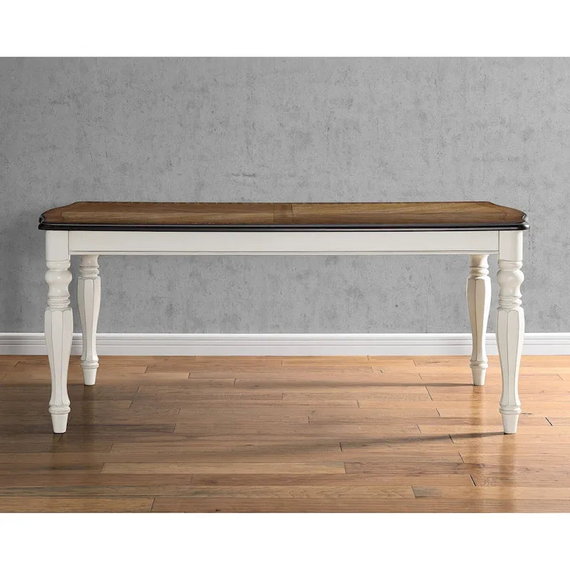 Roundhill Furniture Belleza French Country Dining Table in Antique White and Weathered Oak 4