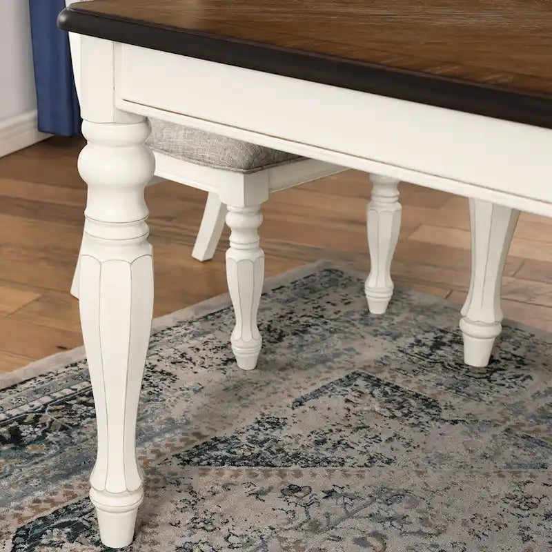 Roundhill Furniture Belleza French Country Dining Table in Antique White and Weathered Oak 6