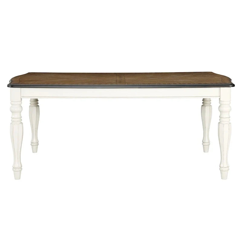 Roundhill Furniture Belleza French Country Dining Table in Antique White and Weathered Oak 10