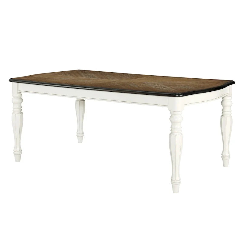 Roundhill Furniture Belleza French Country Dining Table in Antique White and Weathered Oak 11