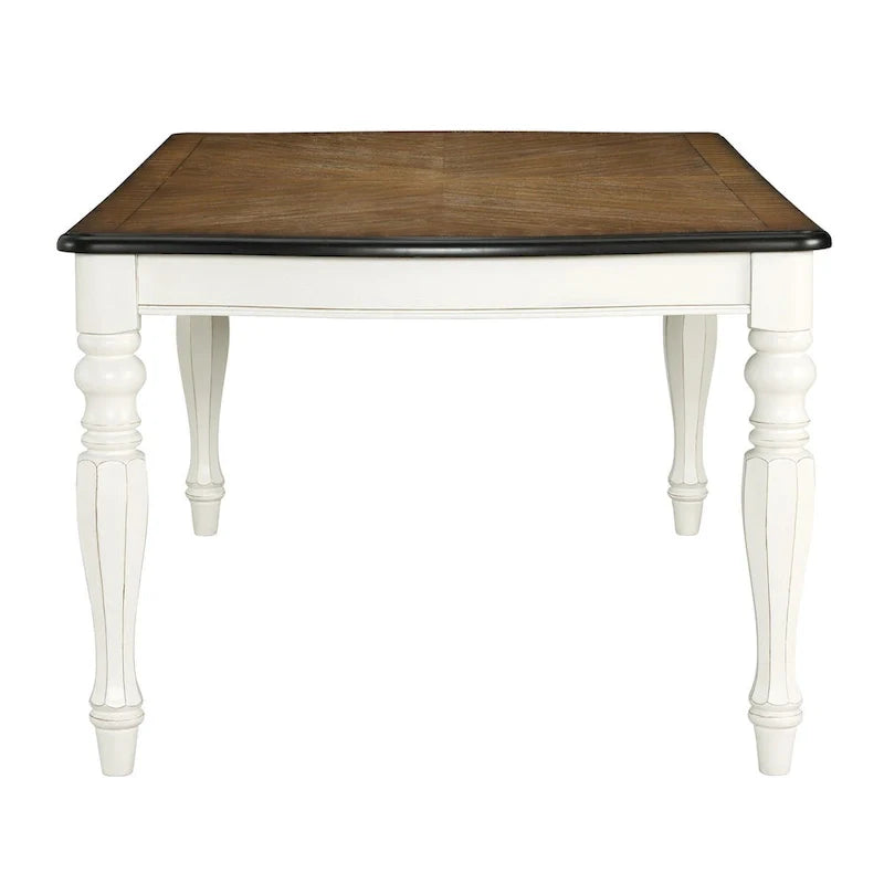 Roundhill Furniture Belleza French Country Dining Table in Antique White and Weathered Oak 12