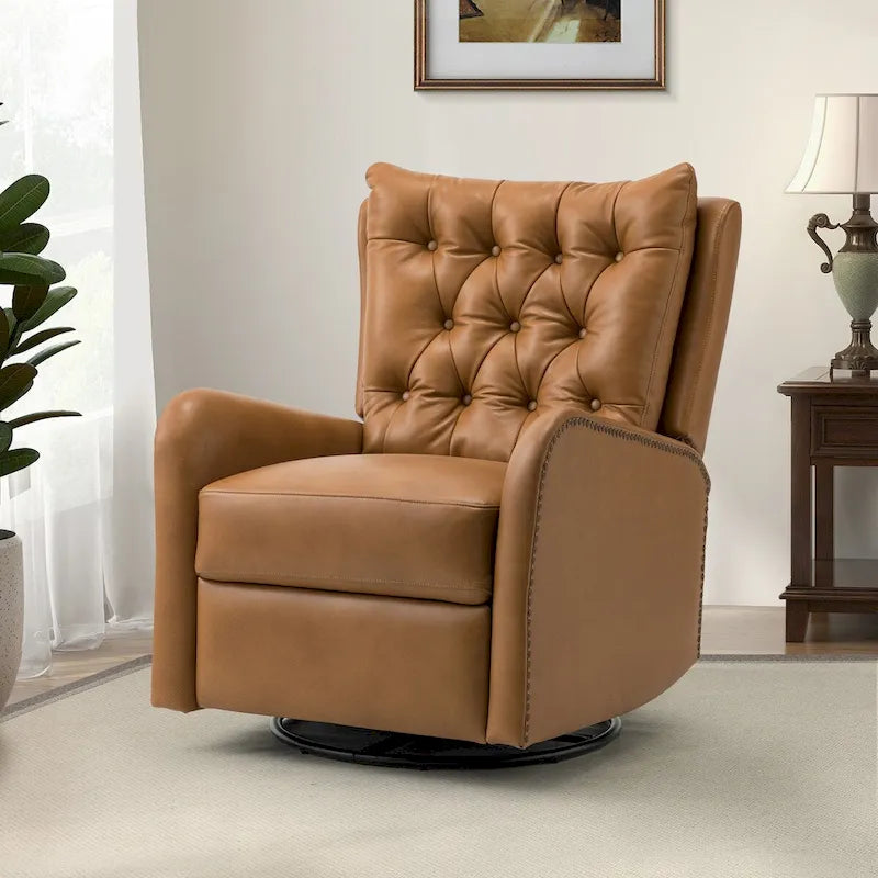 Jordano Mid-Century Leather Recliner with Metal Base by HULALA HOME 36