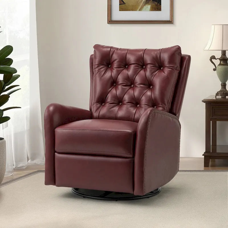 Jordano Mid-Century Leather Recliner with Metal Base by HULALA HOME 37