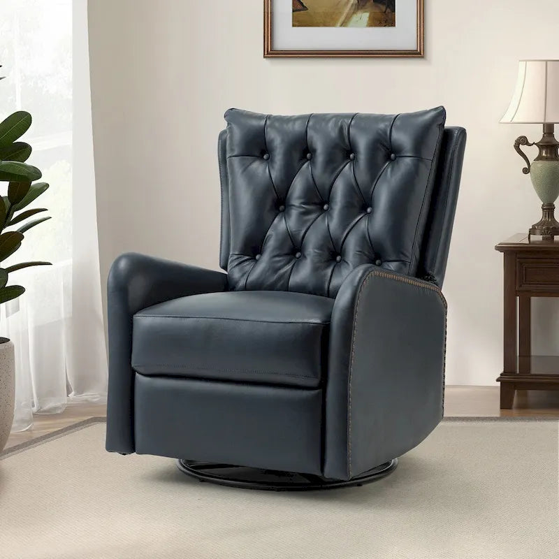 Jordano Mid-Century Leather Recliner with Metal Base by HULALA HOME 38