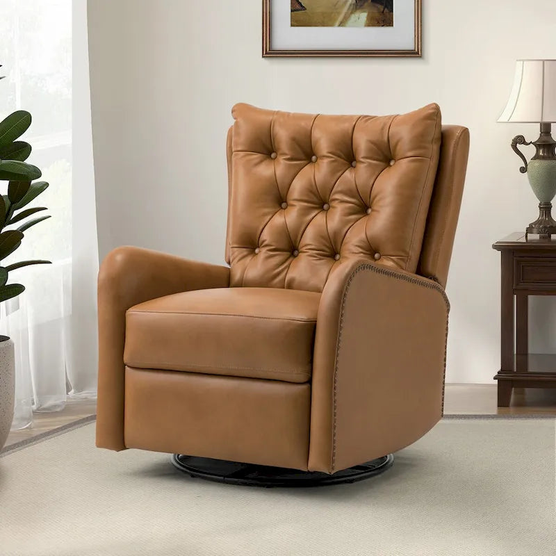 Jordano Mid-Century Leather Recliner with Metal Base by HULALA HOME 1