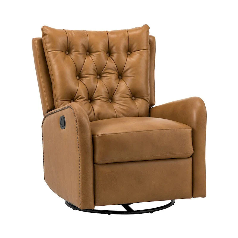 Jordano Mid-Century Leather Recliner with Metal Base by HULALA HOME 2