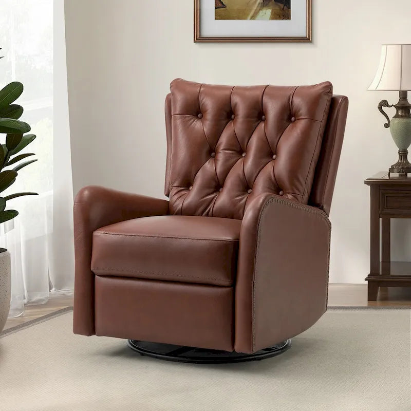 Jordano Mid-Century Leather Recliner with Metal Base by HULALA HOME 4