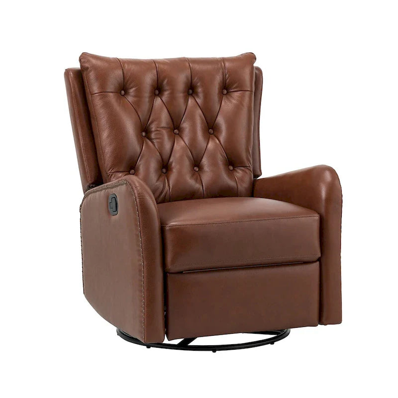 Jordano Mid-Century Leather Recliner with Metal Base by HULALA HOME 5