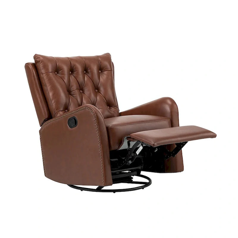 Jordano Mid-Century Leather Recliner with Metal Base by HULALA HOME 10