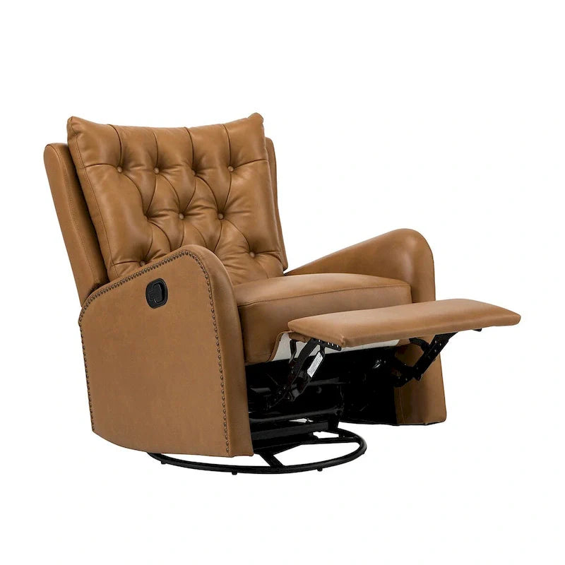 Jordano Mid-Century Leather Recliner with Metal Base by HULALA HOME 19